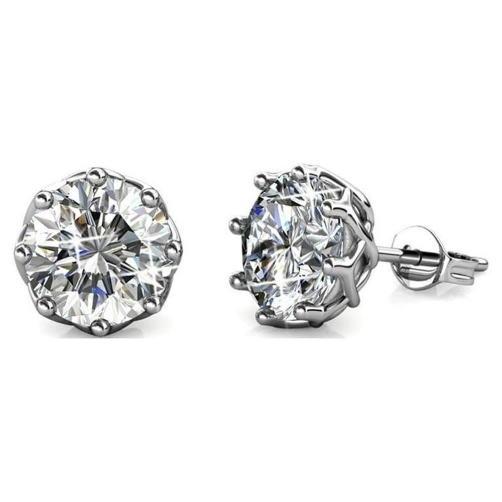 Cate & Chloe Eden 18k White Gold Plated Silver Stud Earrings | Women's Round Cut